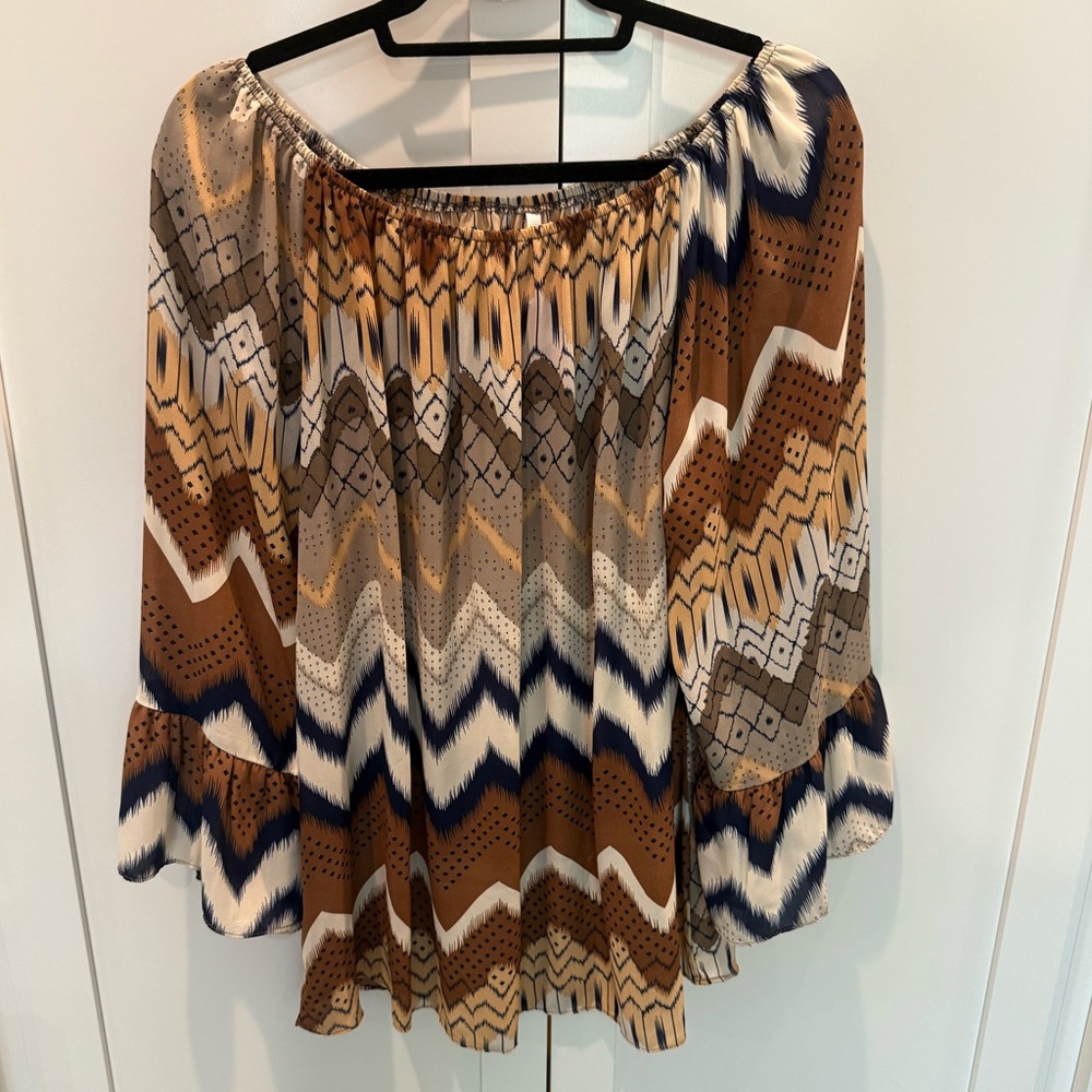 Bohemian Off-Shoulder Chevron Blouse